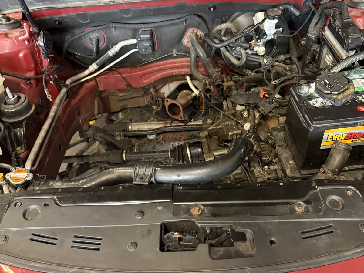 Open engine bay before the replacement engine was installed